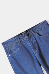Men Loose Fit Mid Blue Six Pocket Pant